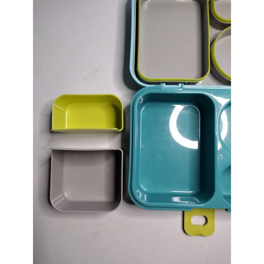 Thermos Kids‎ Bento Box Lunch Box Blue Yellow Compartments School Lunch